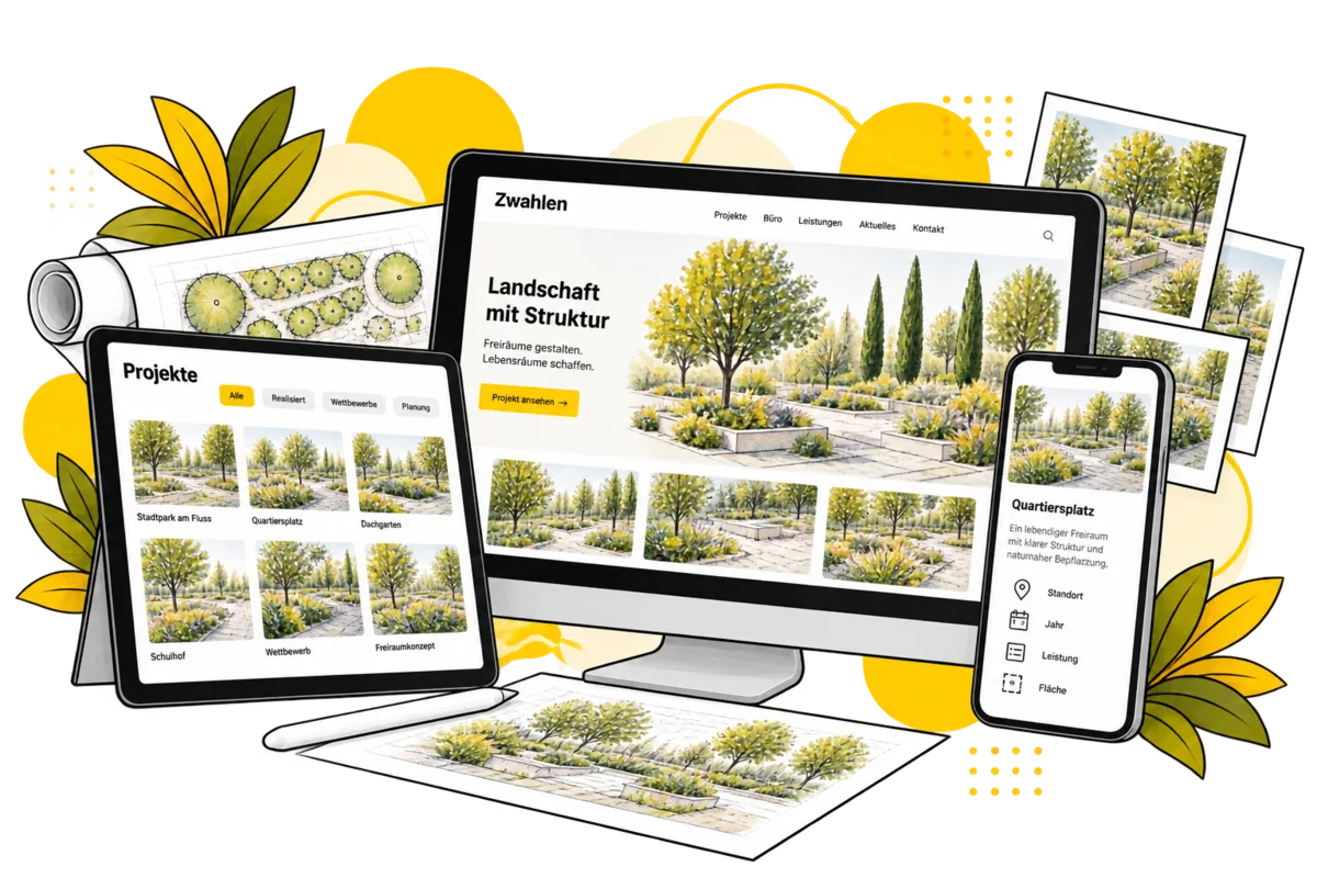Bildorientiertes Portfolio für Landschaftsarchitektur